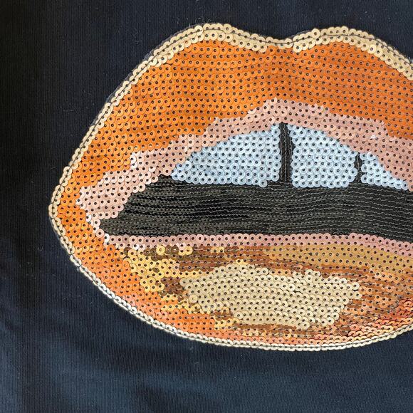 Embellished Sequin Glam Going Out Top Small Lips Retro Y2K McBling Festival - Picture 4 of 8